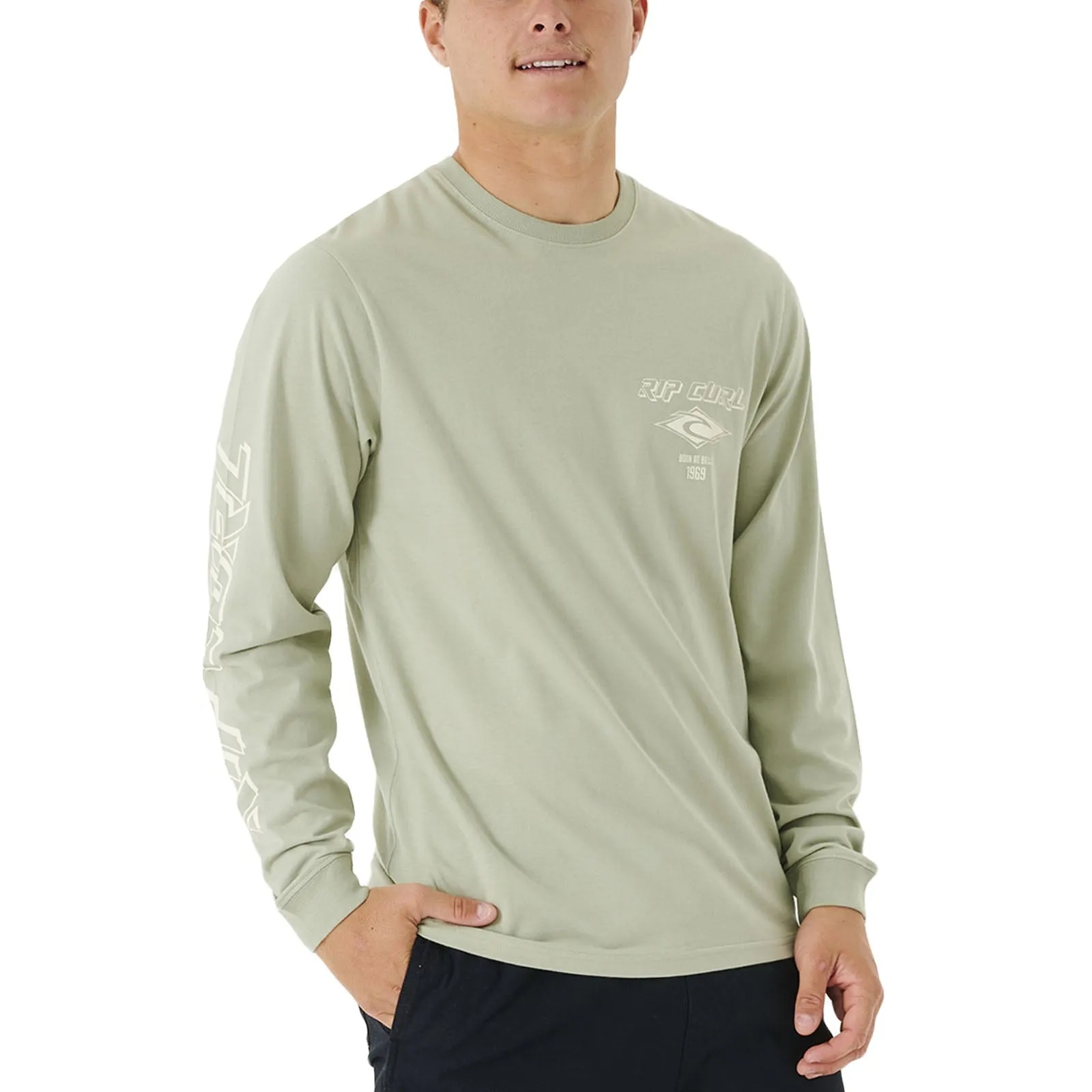 Rip Curl Mens Fade Out Icon Crew Neck Cotton T-Shirt