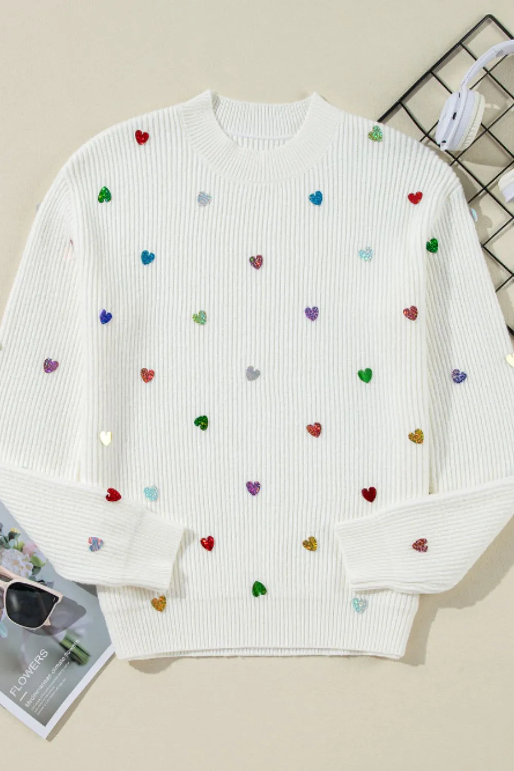 Sequin Round Neck Sweater