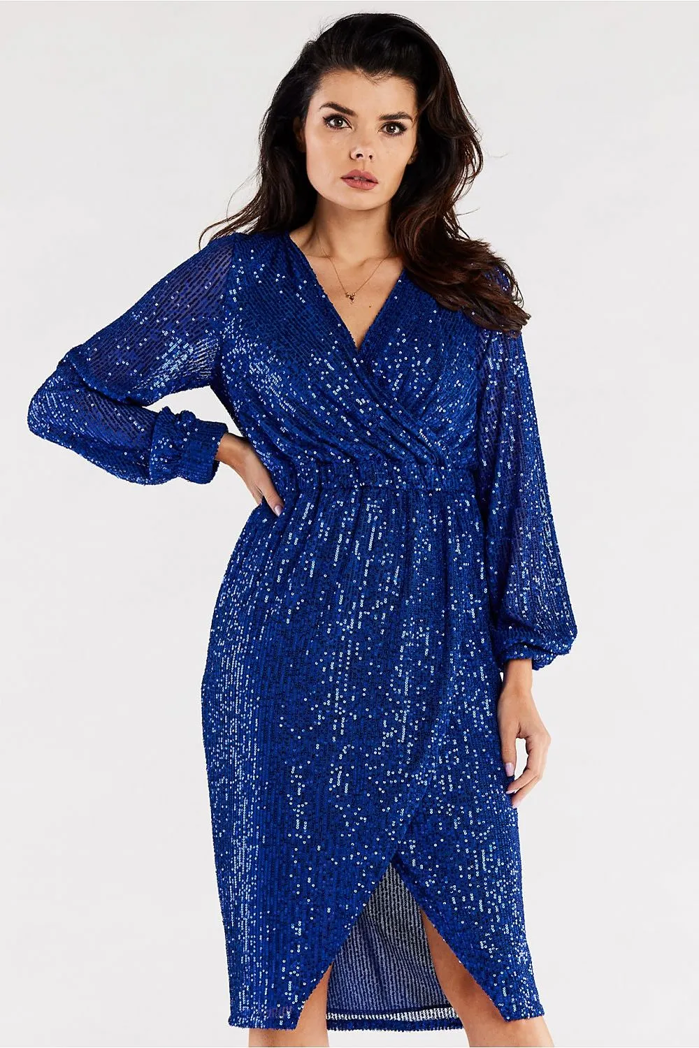 Sequined Ruffle Sleeve Dress
