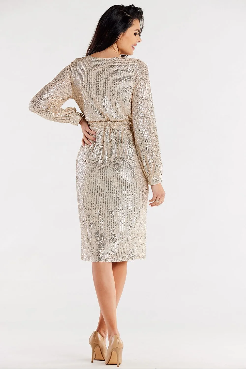 Sequined Ruffle Sleeve Dress