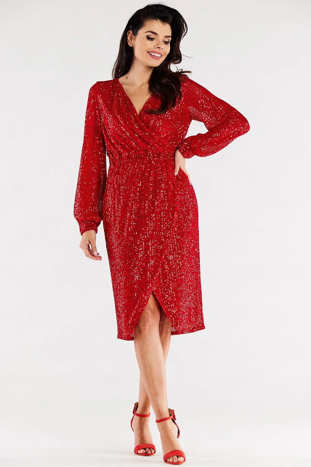 Sequined Ruffle Sleeve Dress