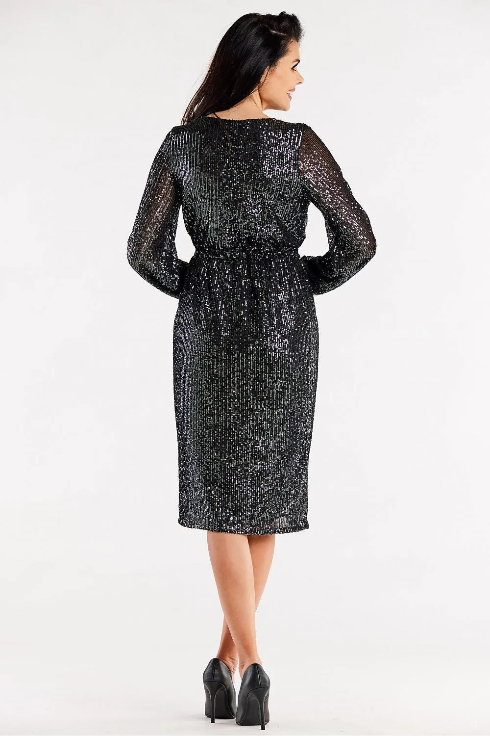 Sequined Ruffle Sleeve Dress
