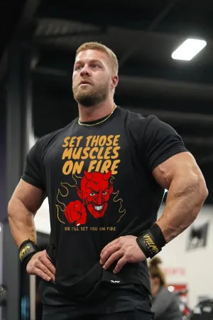 Set Those Muscles On Fire Printed Men's T-shirt