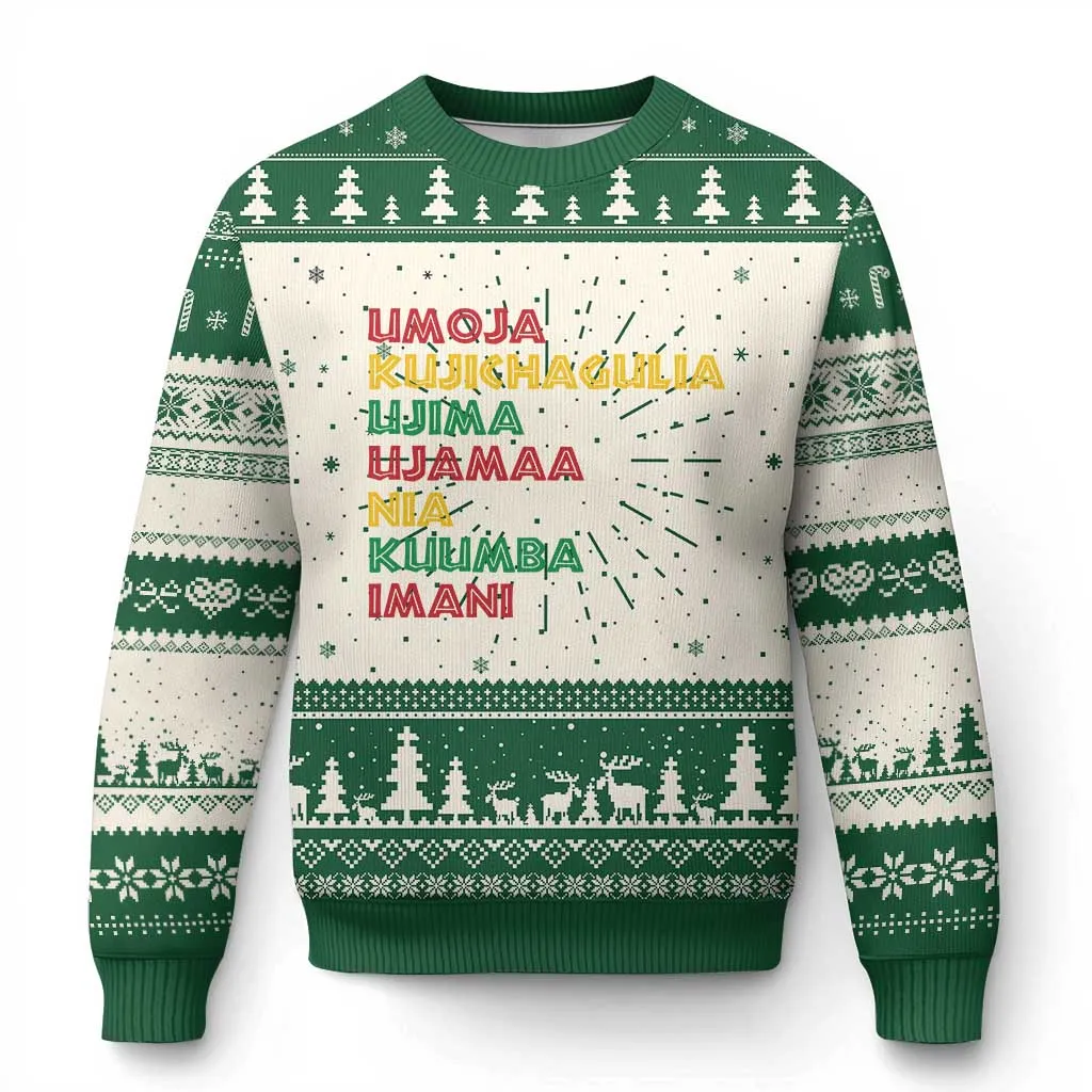 Seven Principles Of Kwanzaa Xmas African American Nguzo Saba Ugly Christmas Sweater TS11