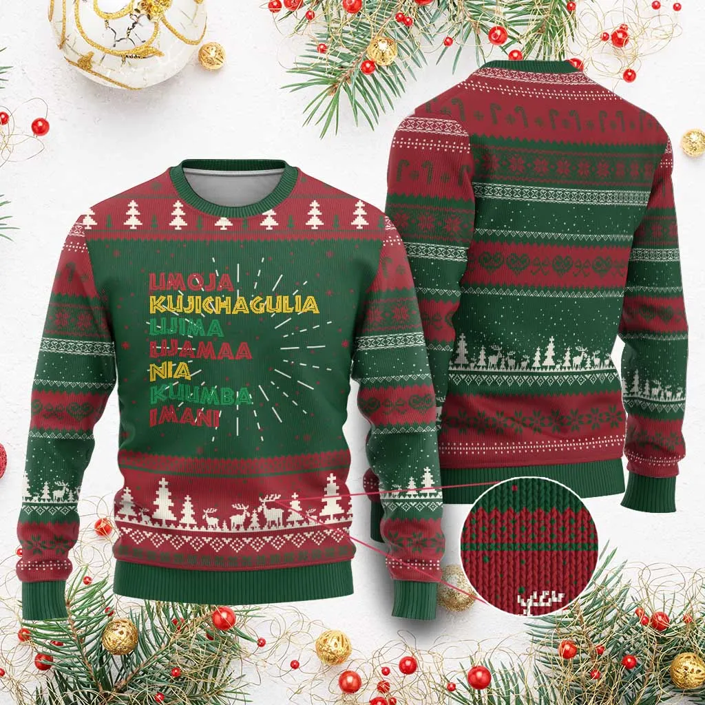 Seven Principles Of Kwanzaa Xmas African American Nguzo Saba Ugly Christmas Sweater TS11
