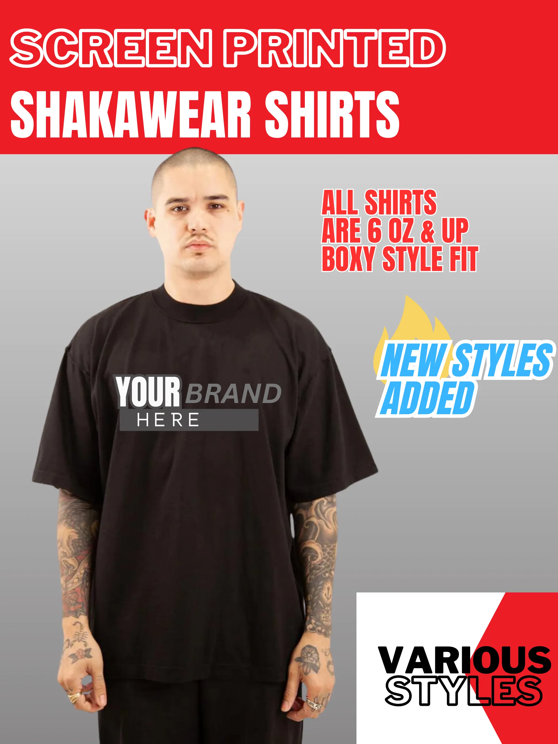 Shaka, Boxy Fit Shirts (Screen Printed)