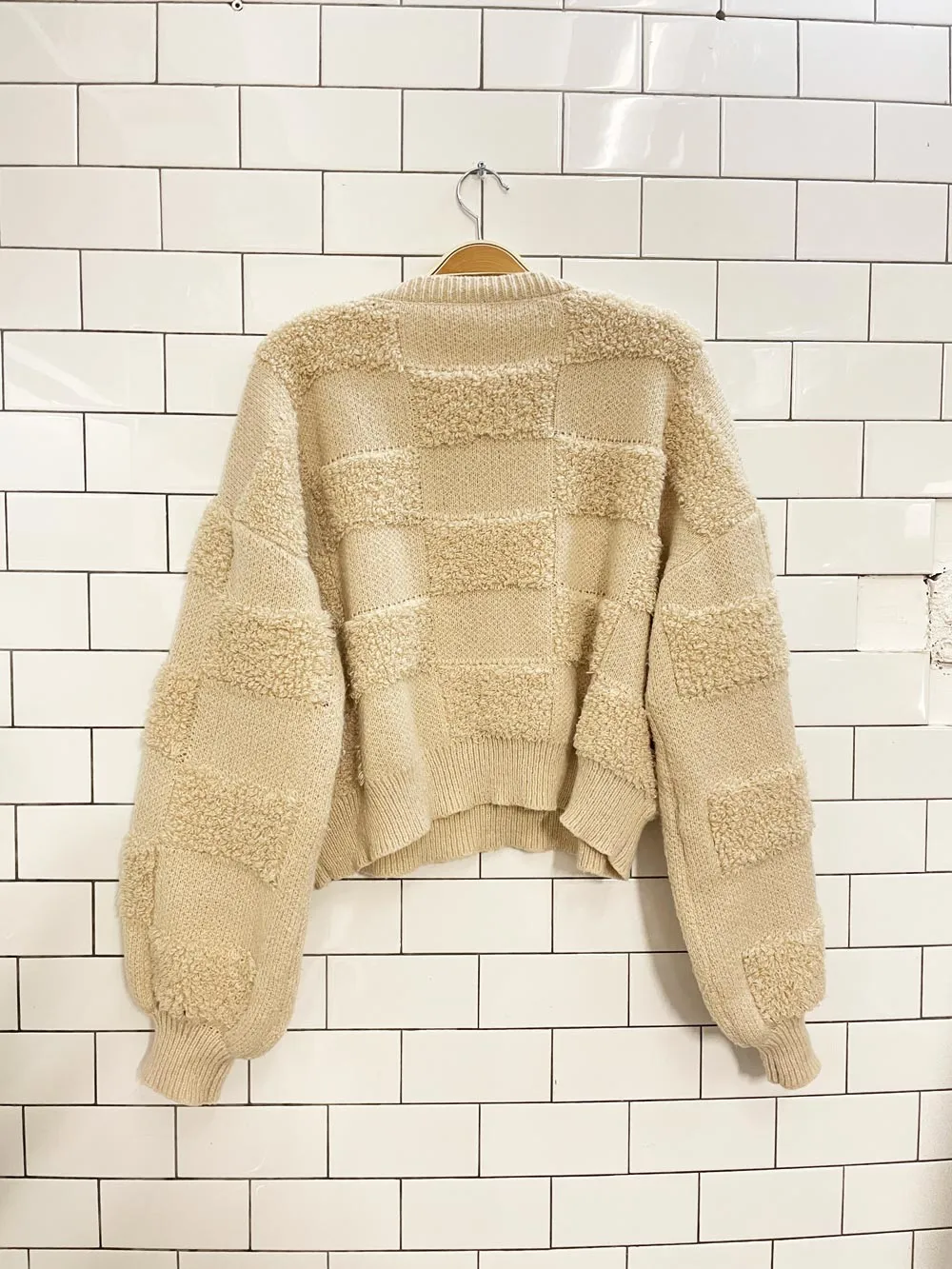 shein cozy loopknit check boxy sweater