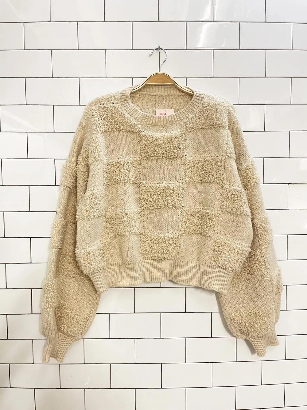 shein cozy loopknit check boxy sweater
