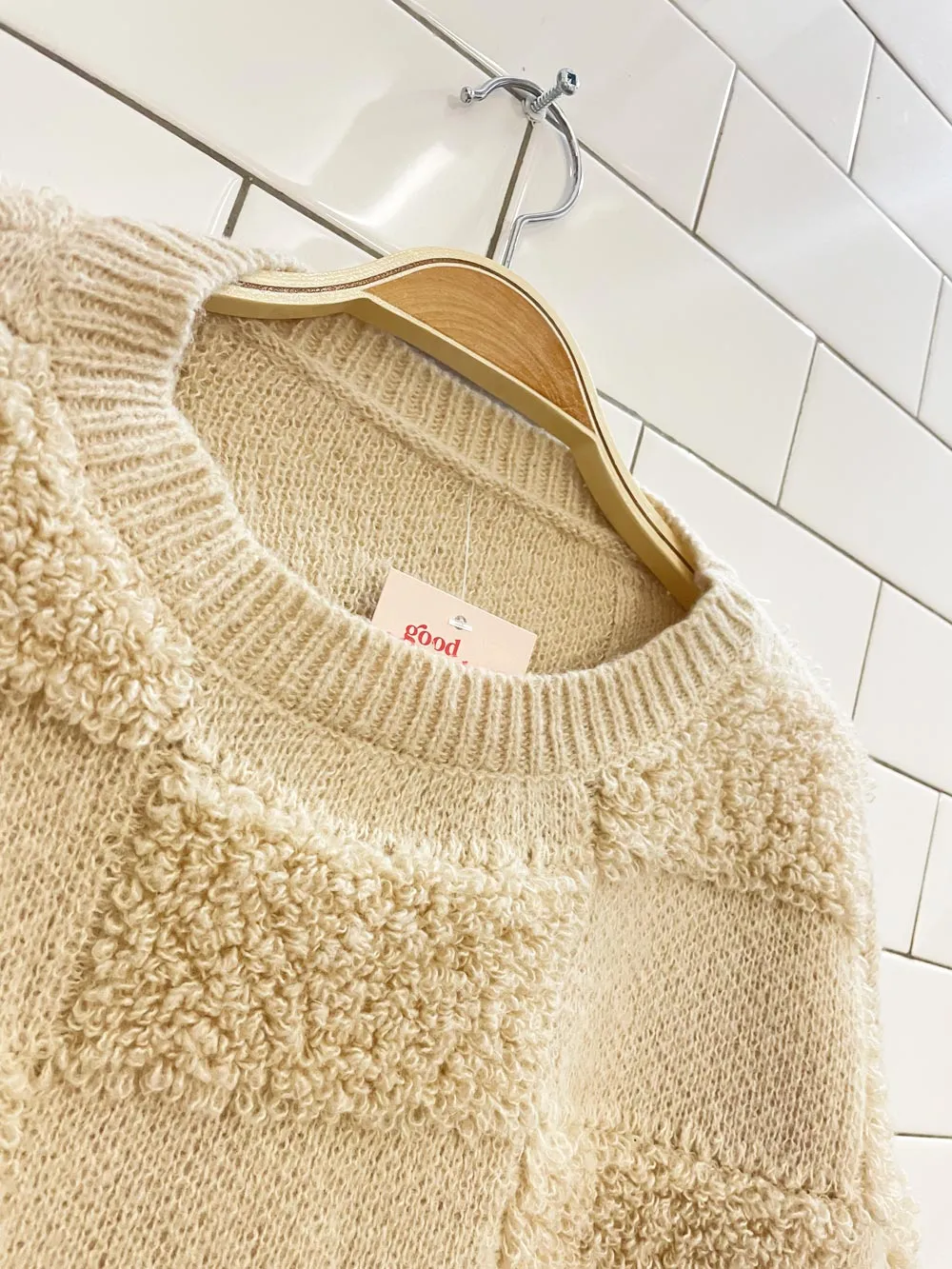 shein cozy loopknit check boxy sweater