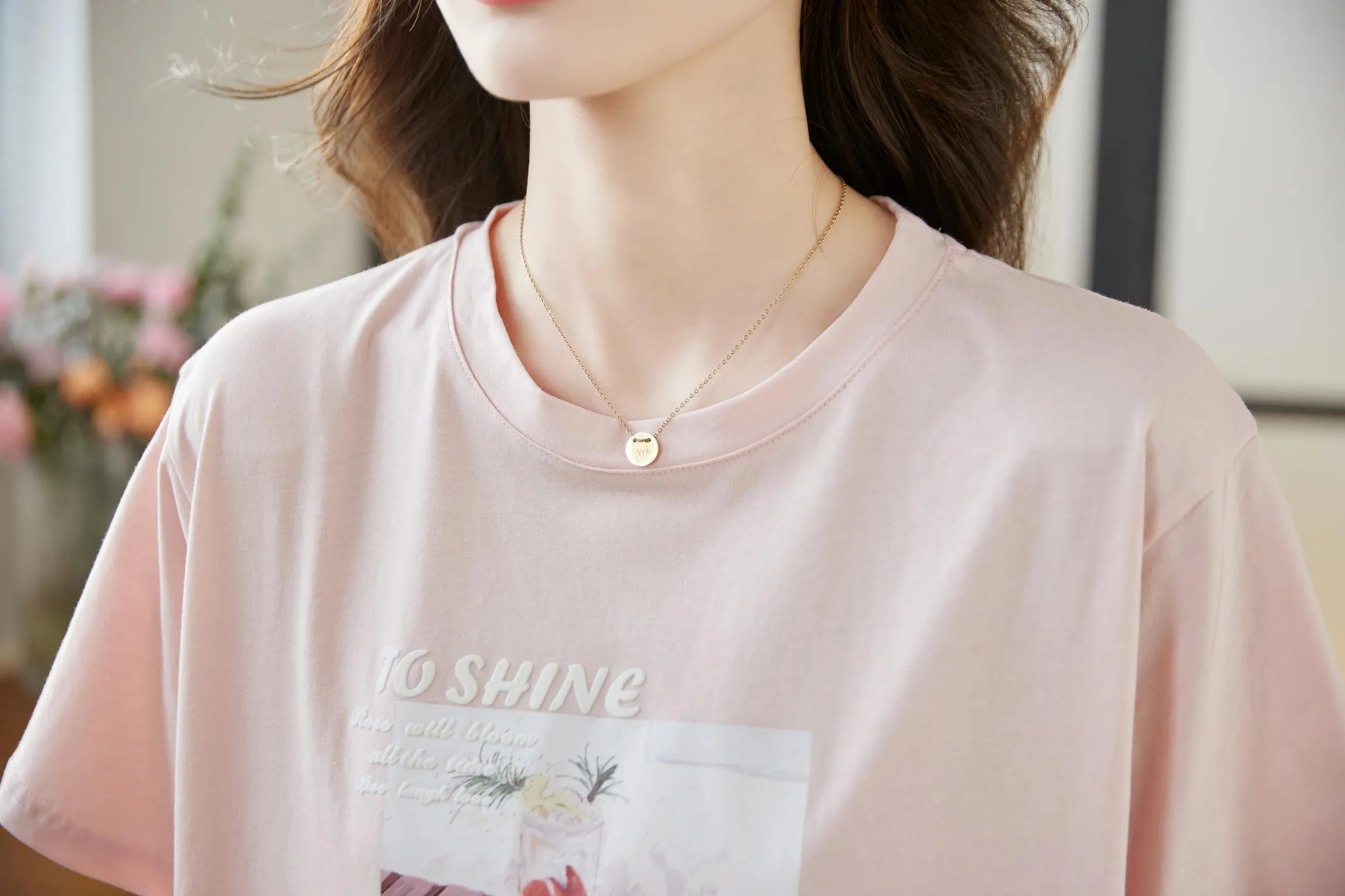Simplistic Round Neck T-Shirt Featuring Letter Prints in a Relaxed Fit