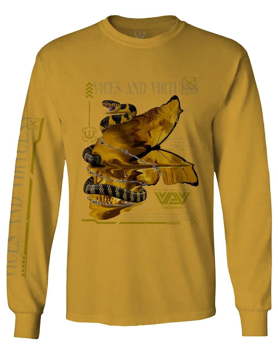 Skull and Snake Tatoo Cyberpunk Aesthetic Graphic Lcd Psychedelic mens Long sleeve t shirt