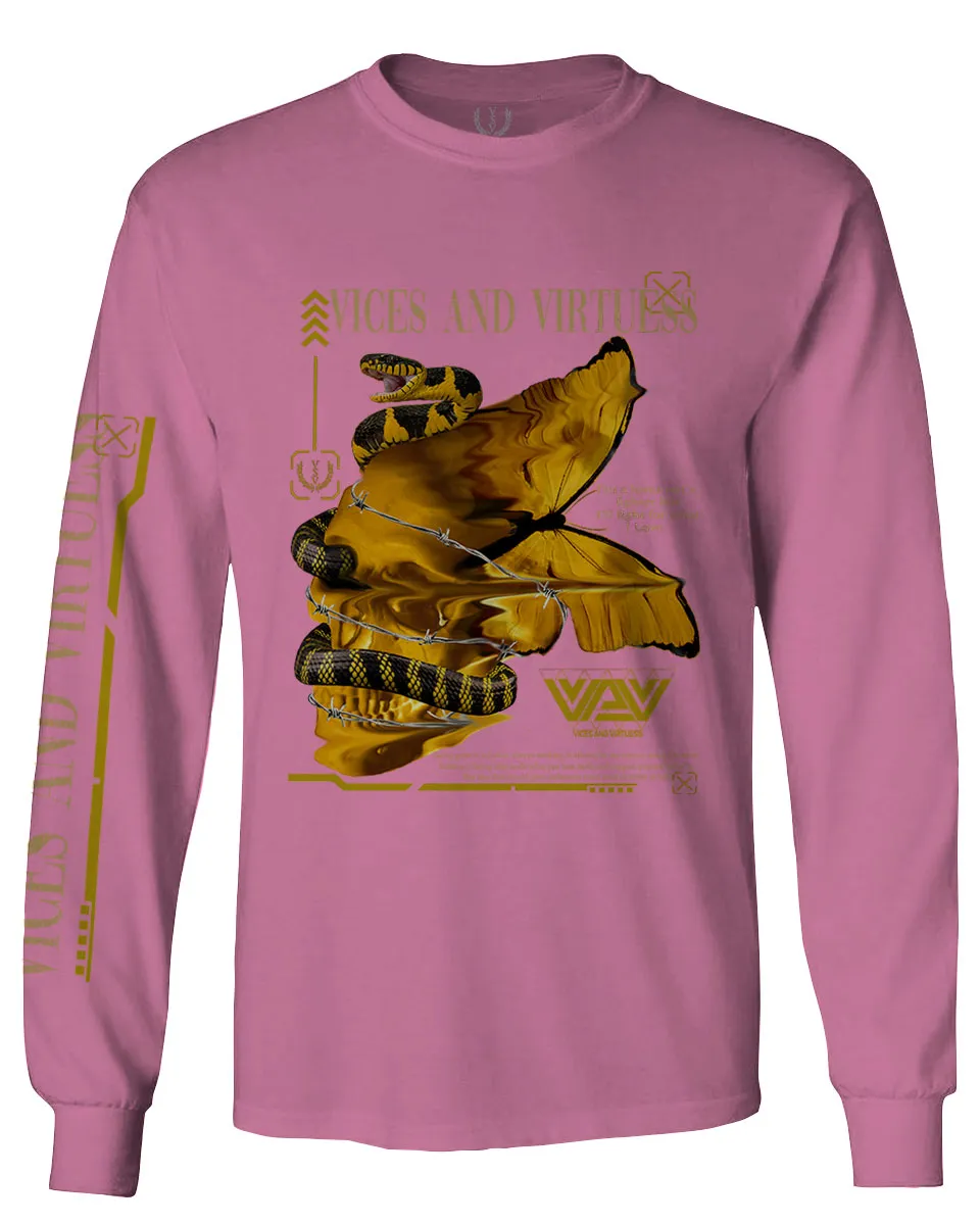 Skull and Snake Tatoo Cyberpunk Aesthetic Graphic Lcd Psychedelic mens Long sleeve t shirt