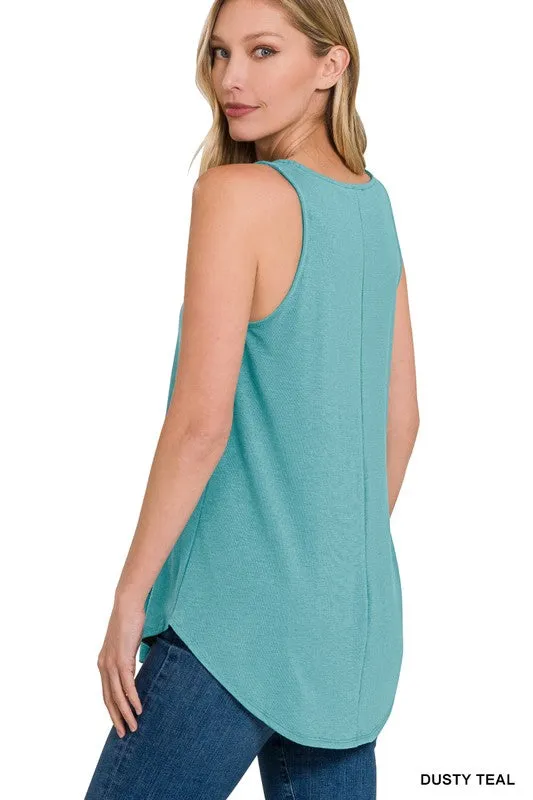 Sleeveless Round Neck Round Hem Tank