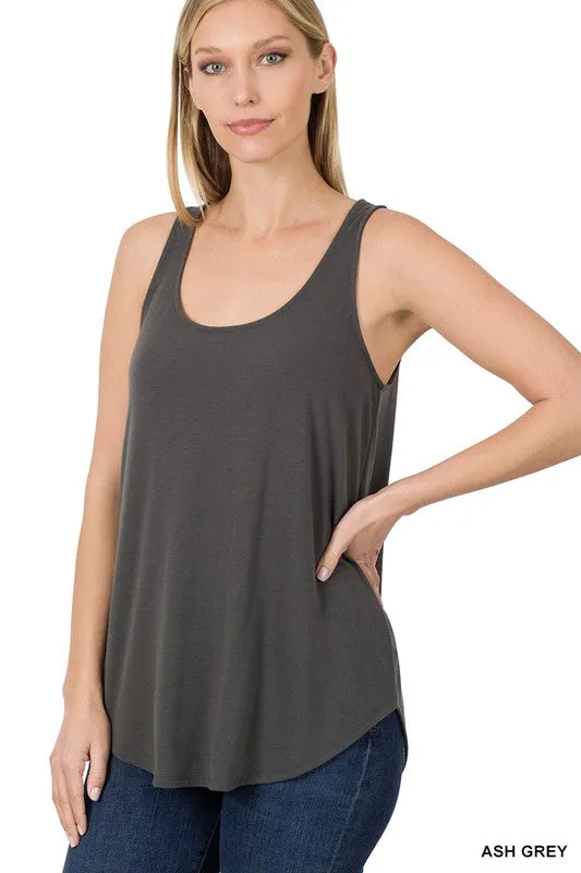 Sleeveless Round Neck Round Hem Tank