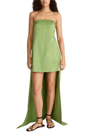 Slub Sateen Mini Dress w Train