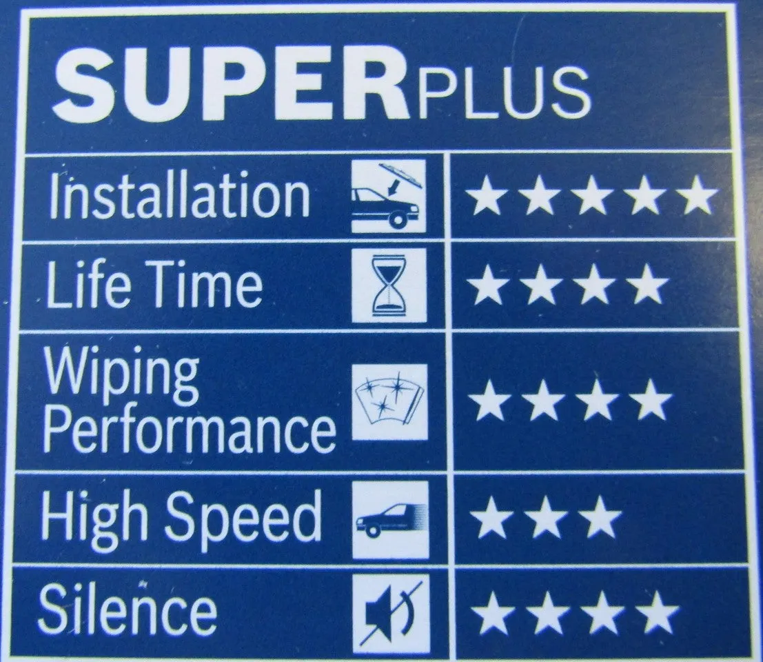 Smart Forfour Mk1 2004-2007 Bosch Super  Replacement Front Screen Windscreen Wiper Blades   Wurth Screen Wash