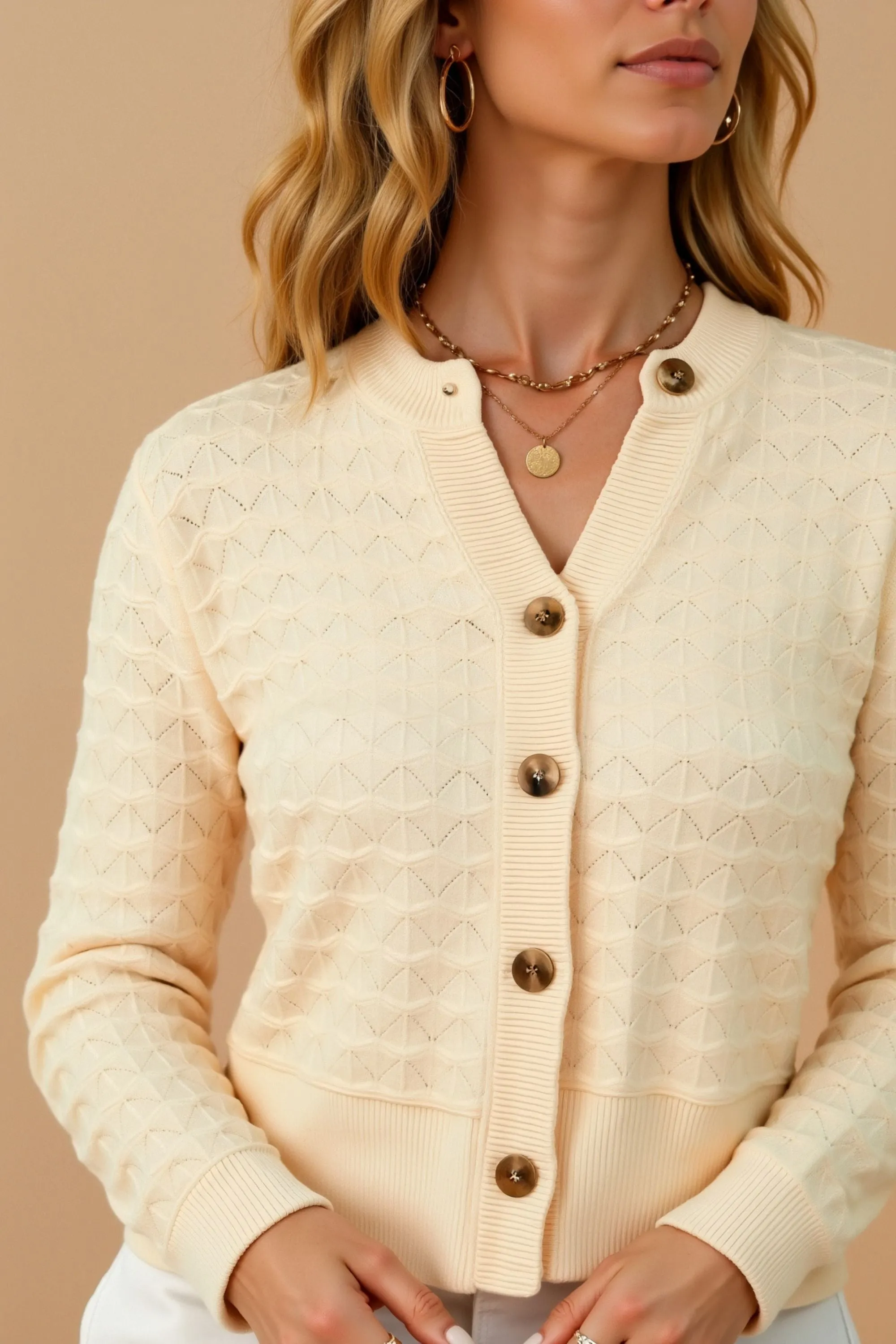 Smart Luxury Elegant Long Sleeve Crew Neck Cardigan