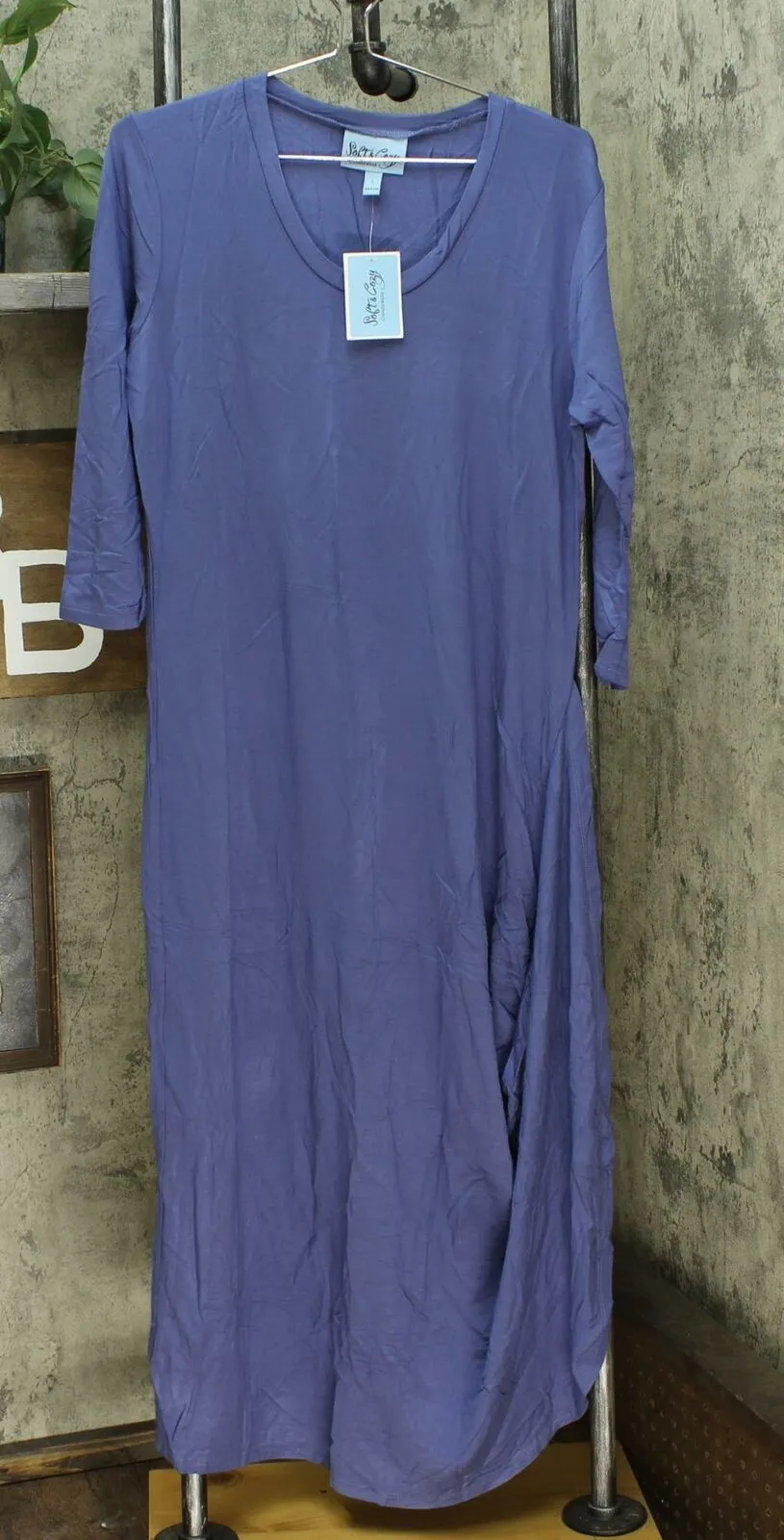 Soft & Cozy Loungewear Women's Cool Luxe Knit 3/4-Sleeve Draped Dress