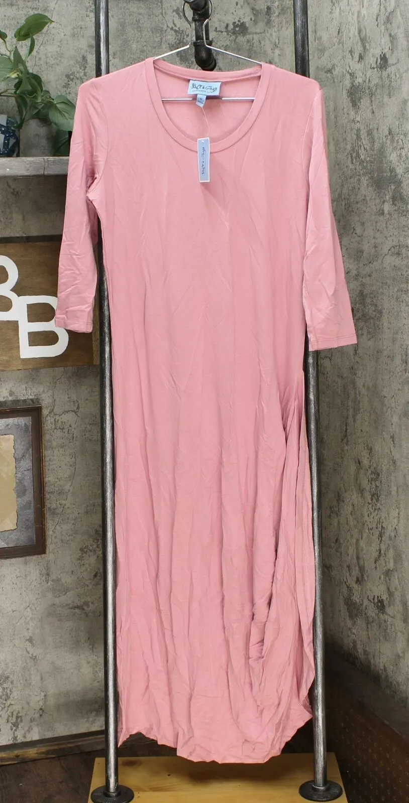 Soft & Cozy Loungewear Women's Cool Luxe Knit 3/4-Sleeve Draped Dress