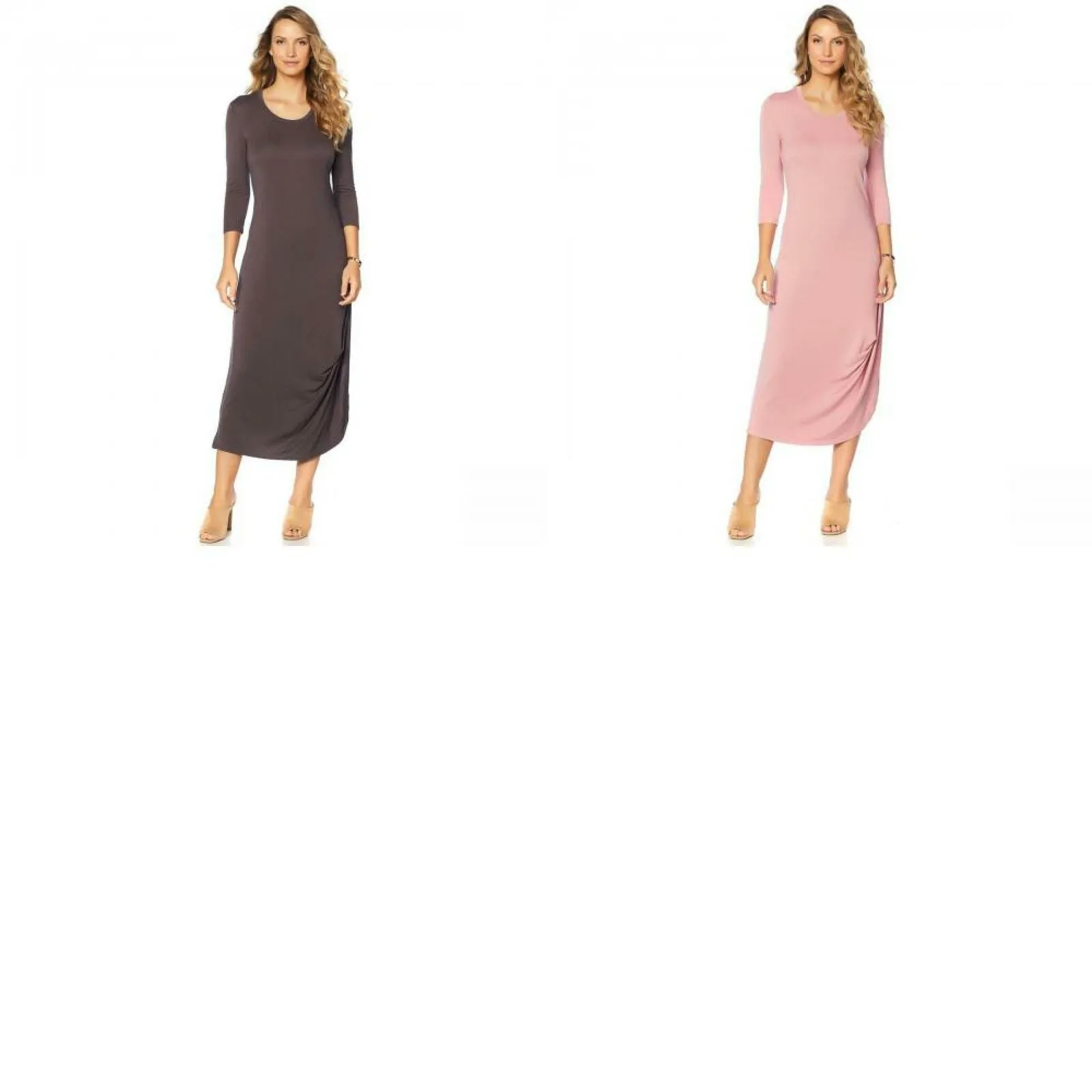 Soft & Cozy Loungewear Women's Cool Luxe Knit 3/4-Sleeve Draped Dress