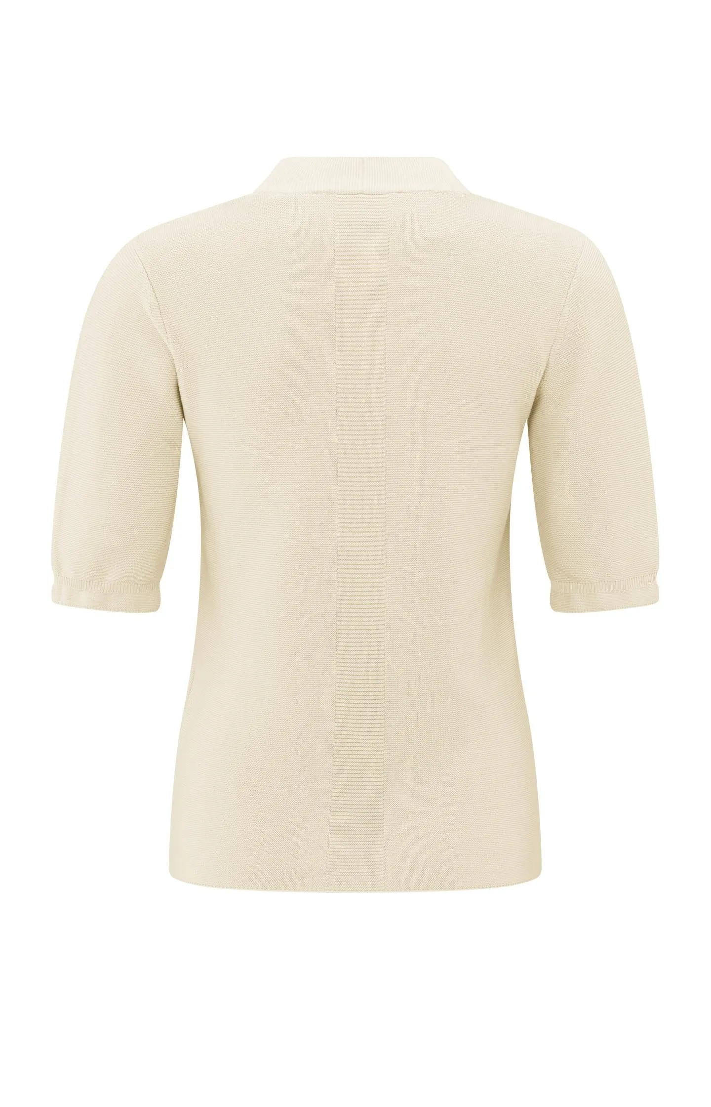Soft sweater with deep V-neck and short sleeves