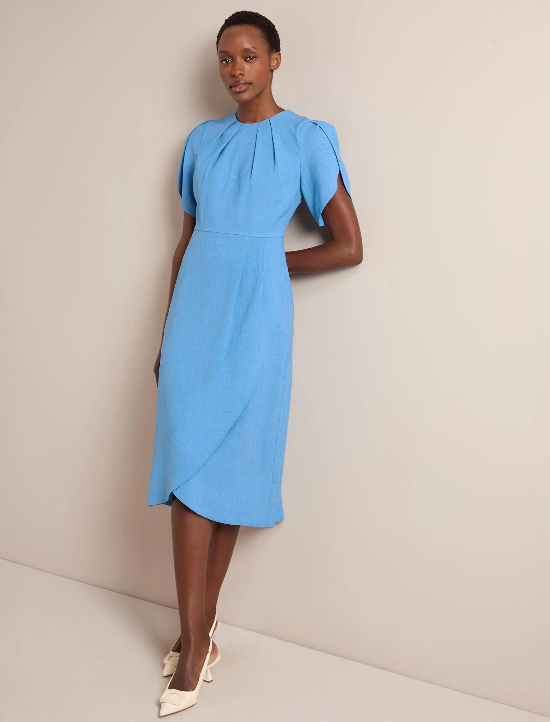 Sophie Techni Voile Midi Dress - Sky Blue
