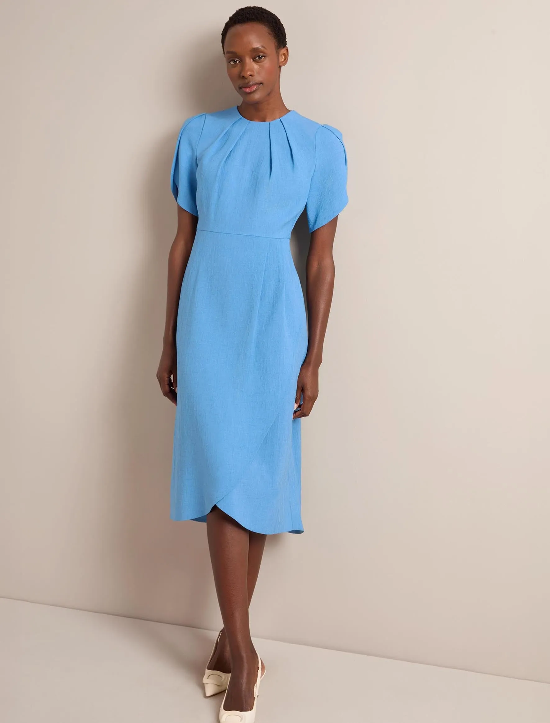 Sophie Techni Voile Midi Dress - Sky Blue