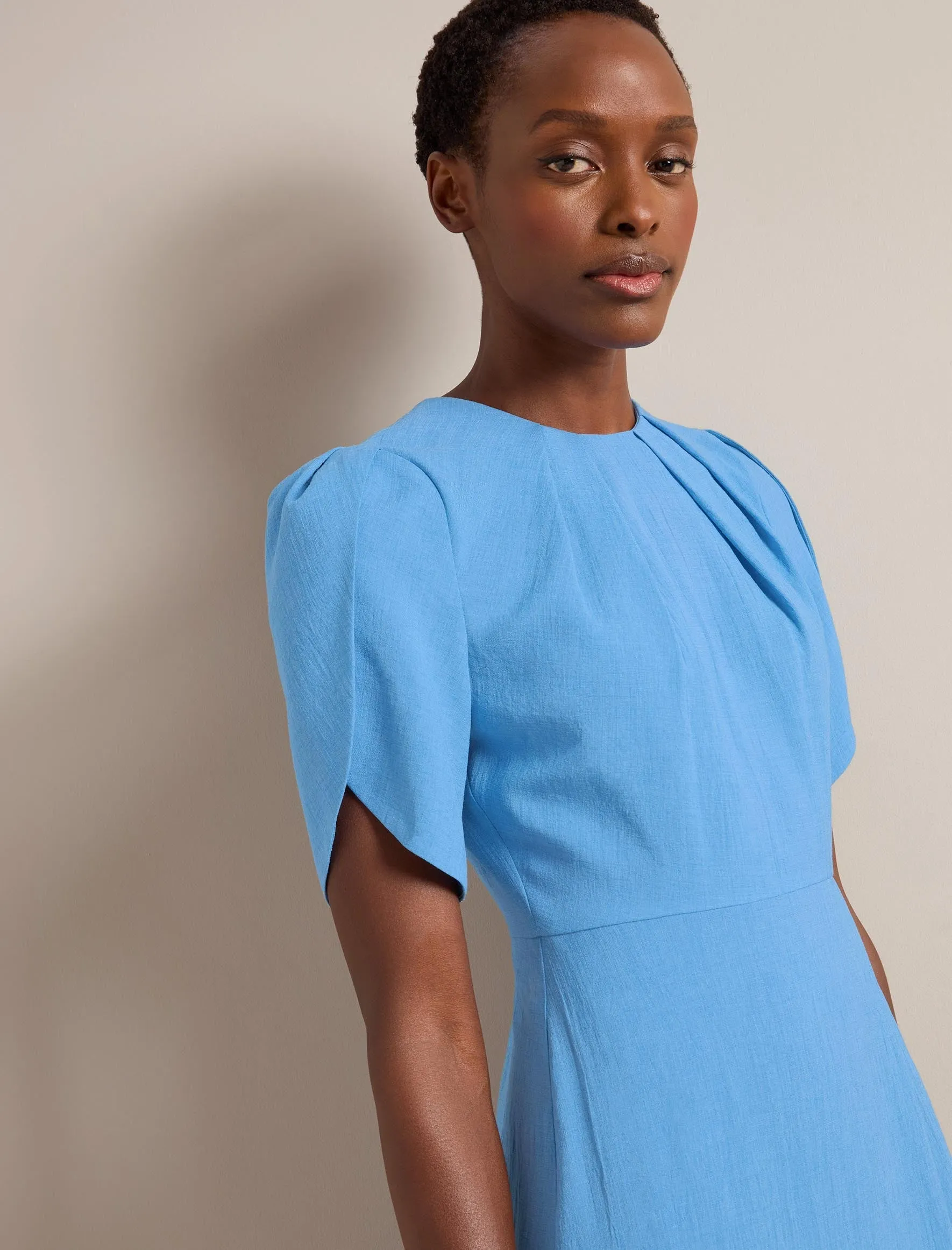 Sophie Techni Voile Midi Dress - Sky Blue