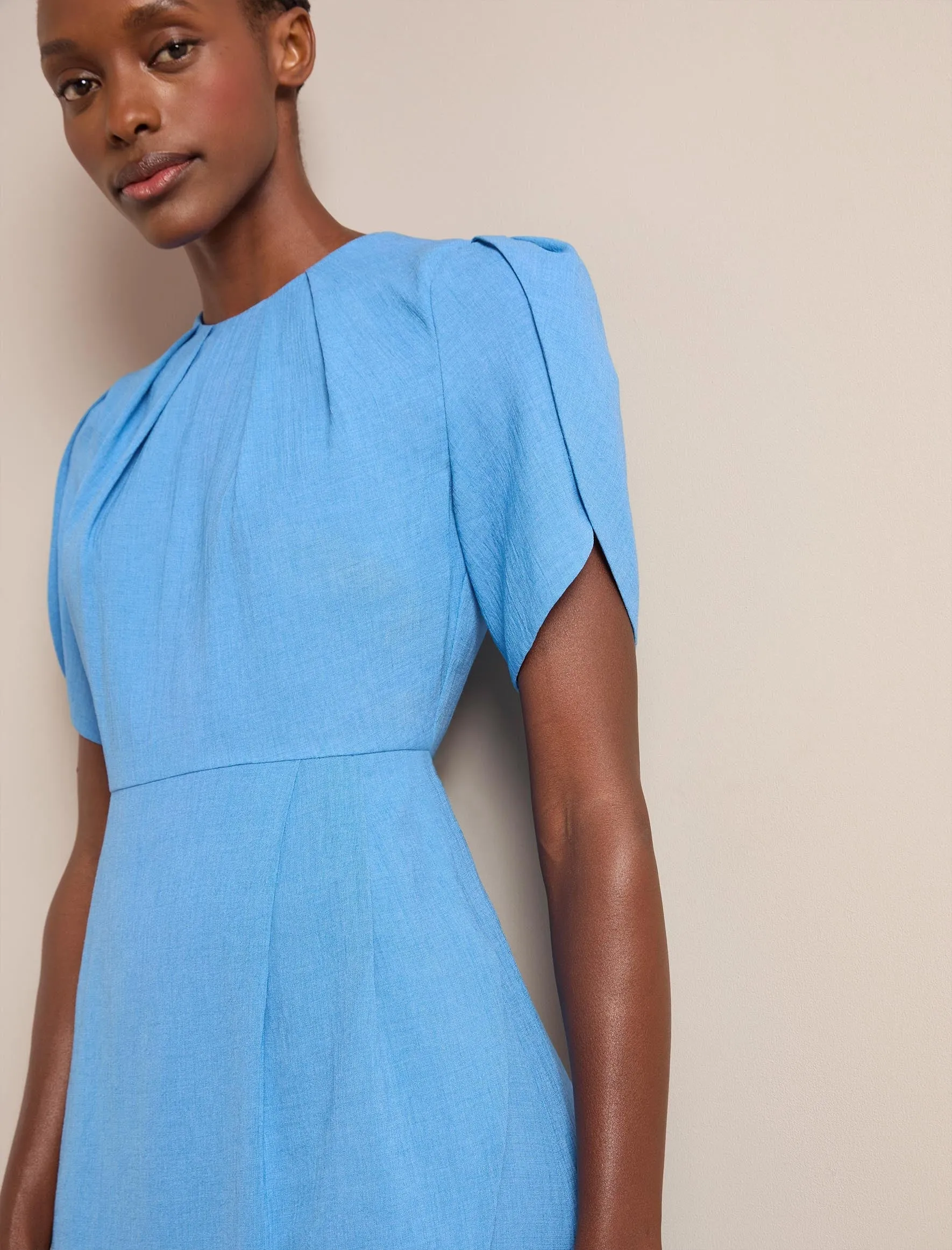 Sophie Techni Voile Midi Dress - Sky Blue