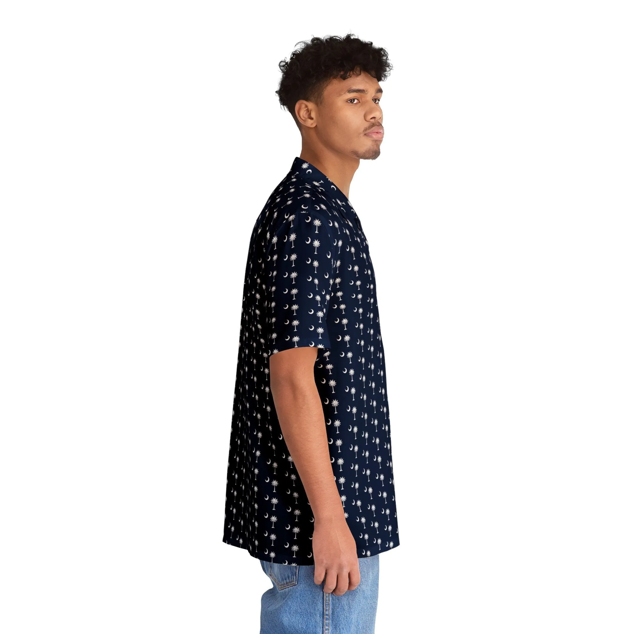 South Carolina Palmetto Moon and Tree Flag Hawaiian Shirt (AOP)