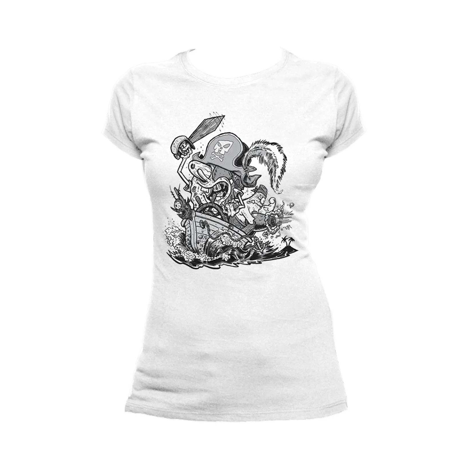 SpongeBob SquarePants Comic Pirate Official Women's T-Shirt (White)