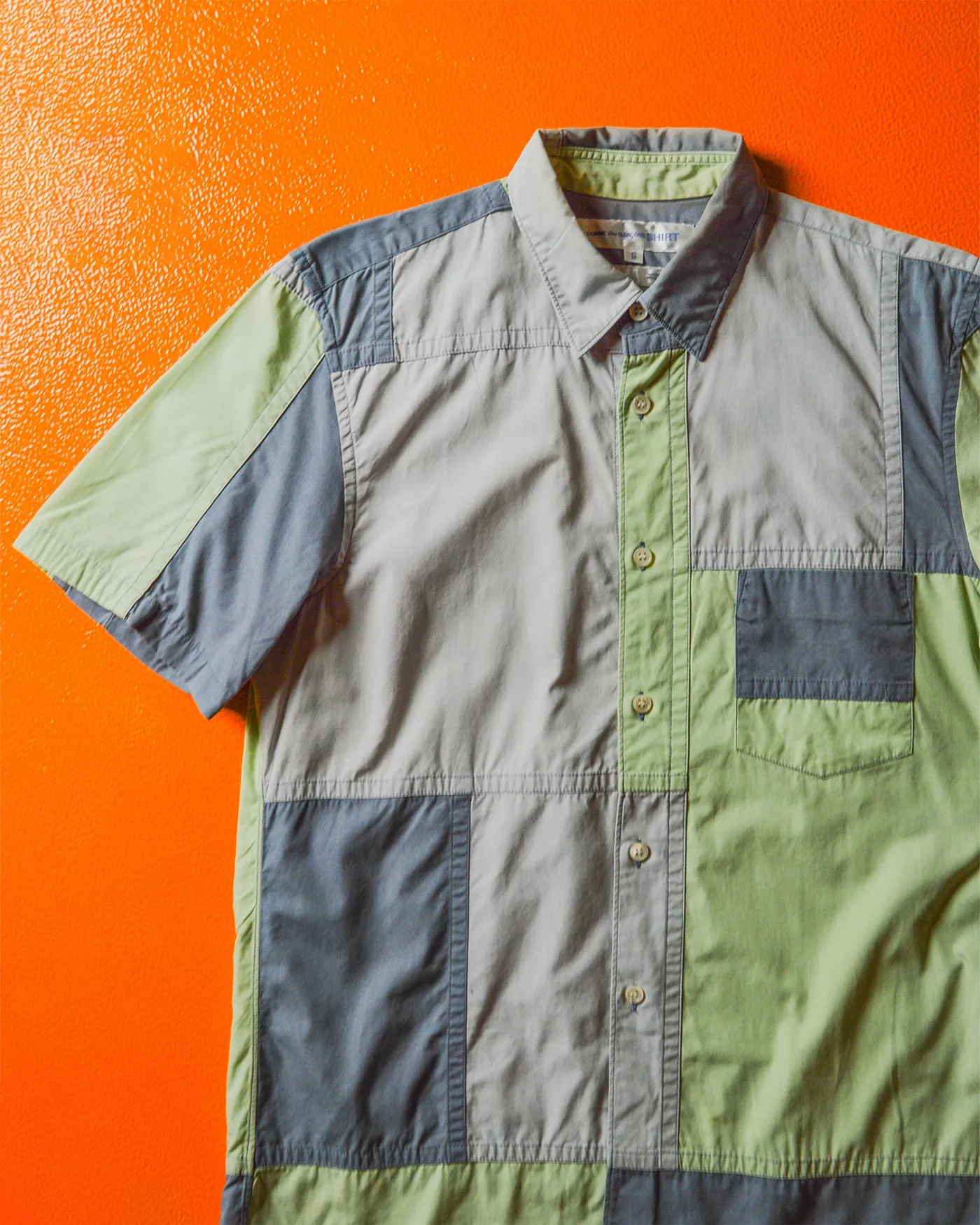 SS04 Mint / Grey Patchwork Shirt (S~M)