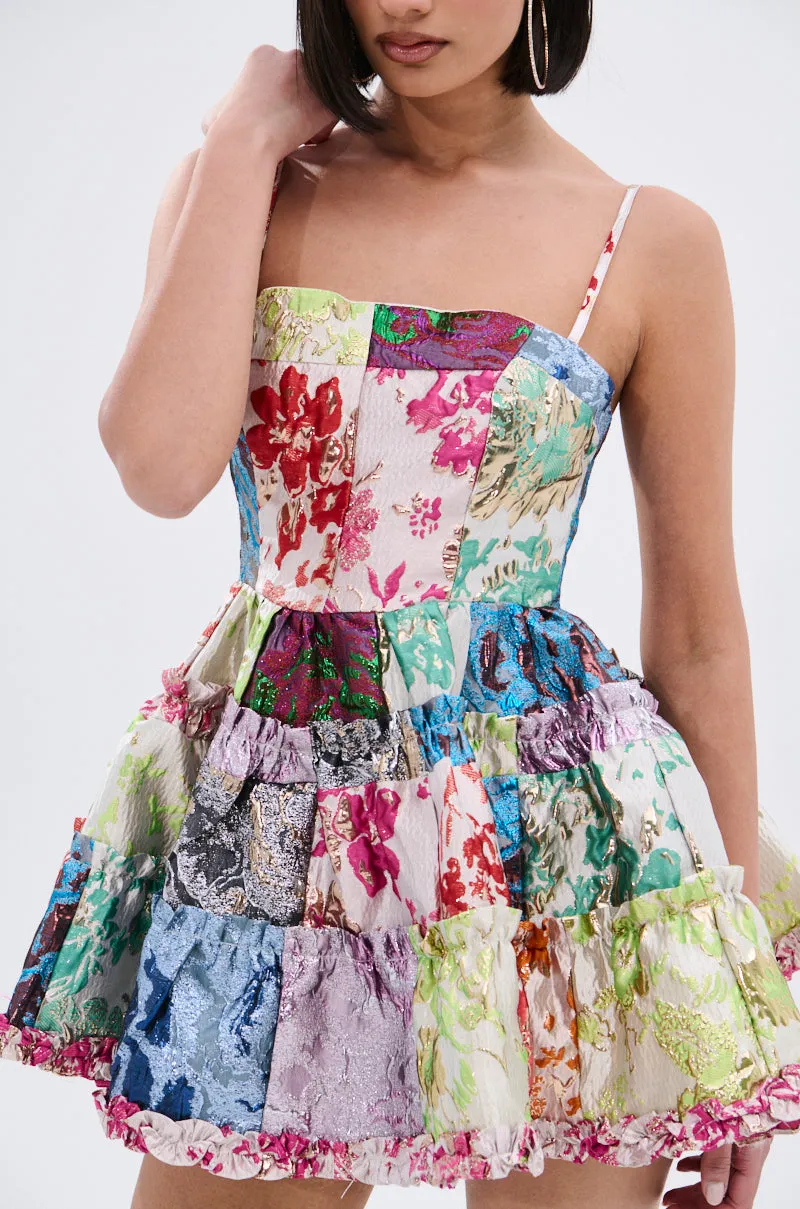 STAND OUT BROCADE MINI DRESS