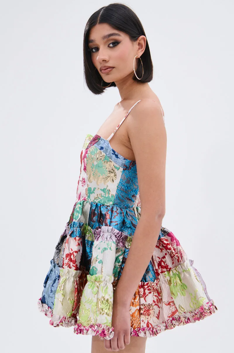 STAND OUT BROCADE MINI DRESS