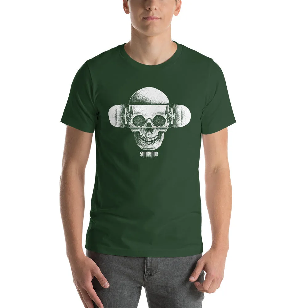 StinkBone Skull & Board Short-Sleeve Unisex T-Shirt White lettering