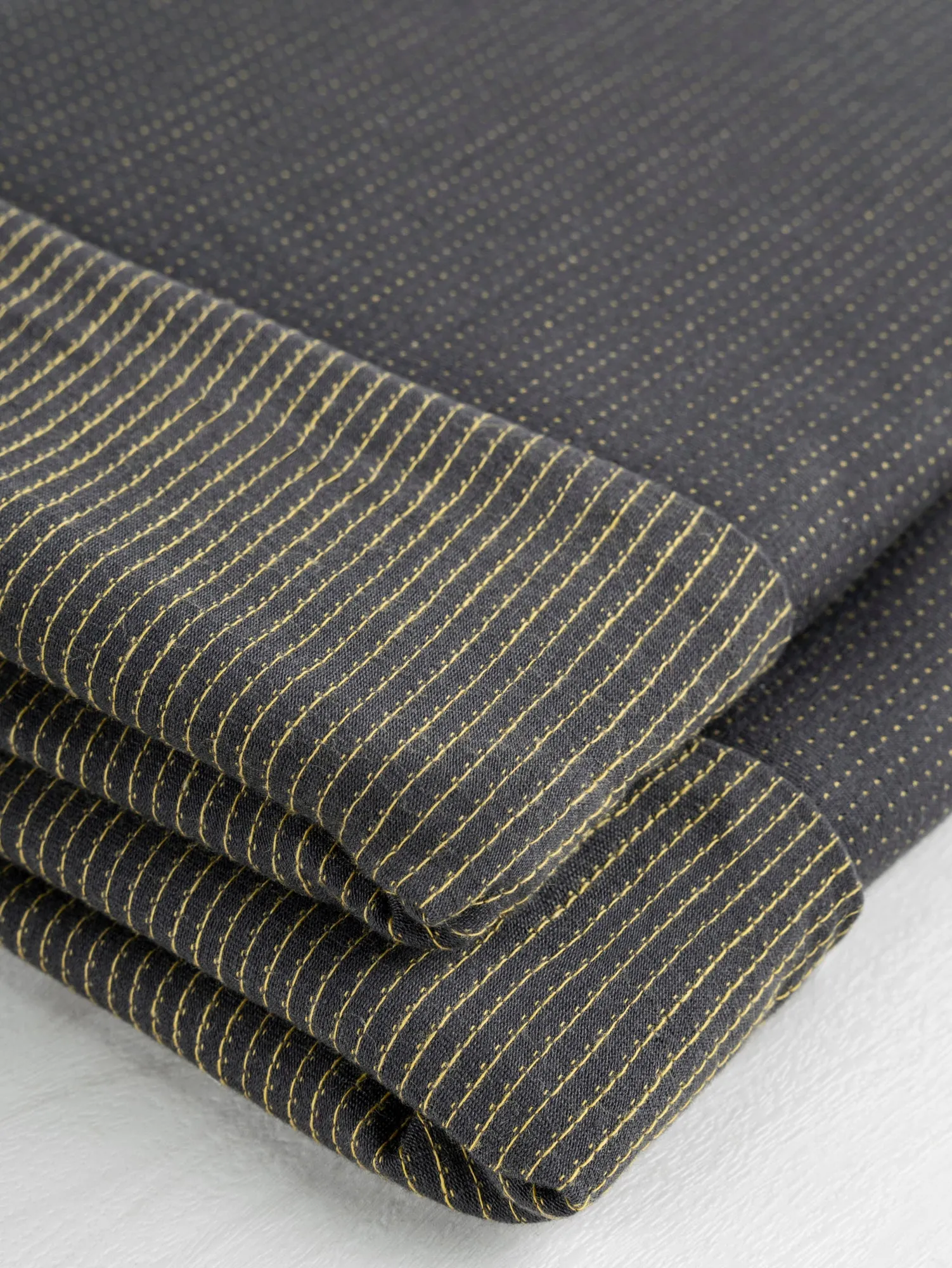 Stitch Cotton Poly Blend Stretch Knit Deadstock - Grey   Yellow - Swatch