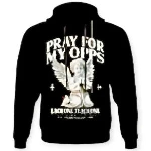 Streetz Iz Watchin Men Pray For My Opps Pullover Hoodie (Black)
