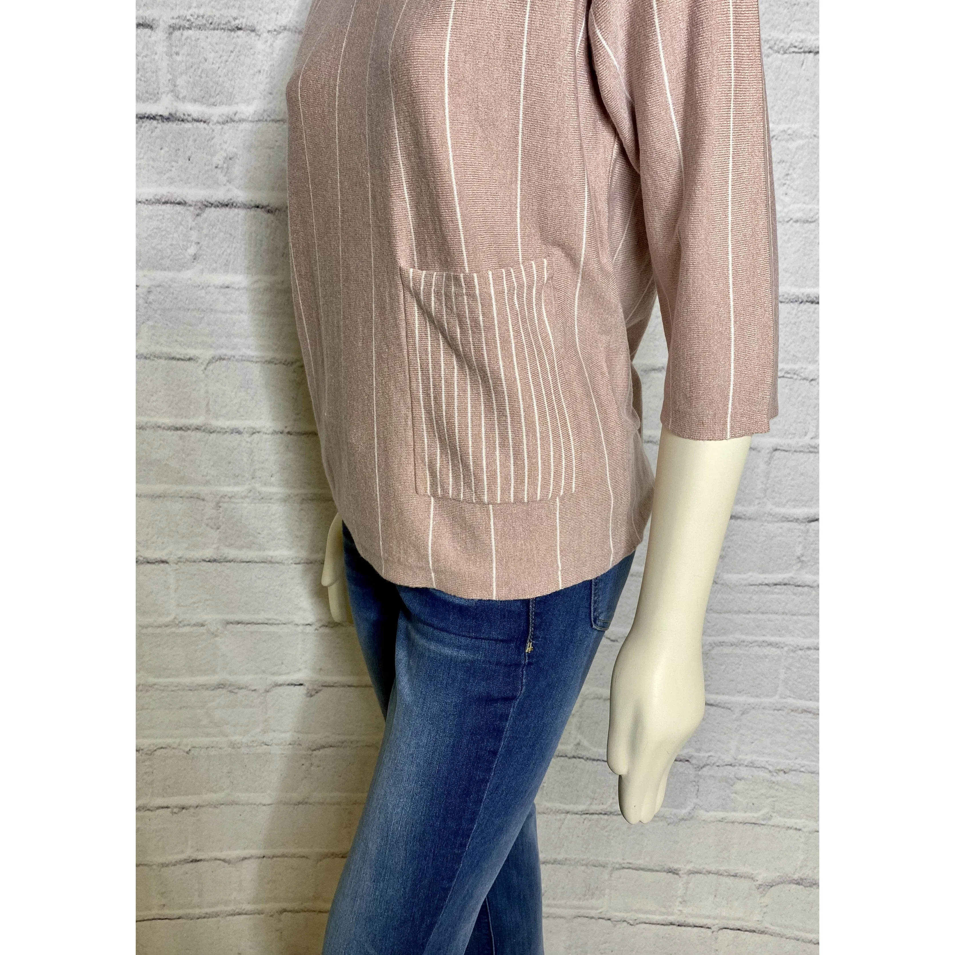 Striped Pocket Rose Spring Sweater