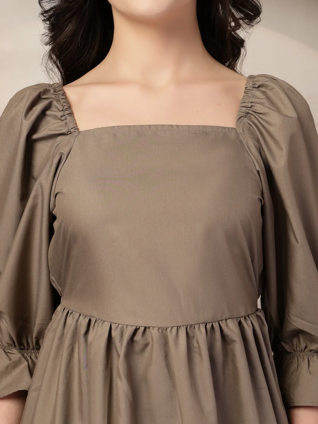 Style Quotient Women Solid Taupe Dress