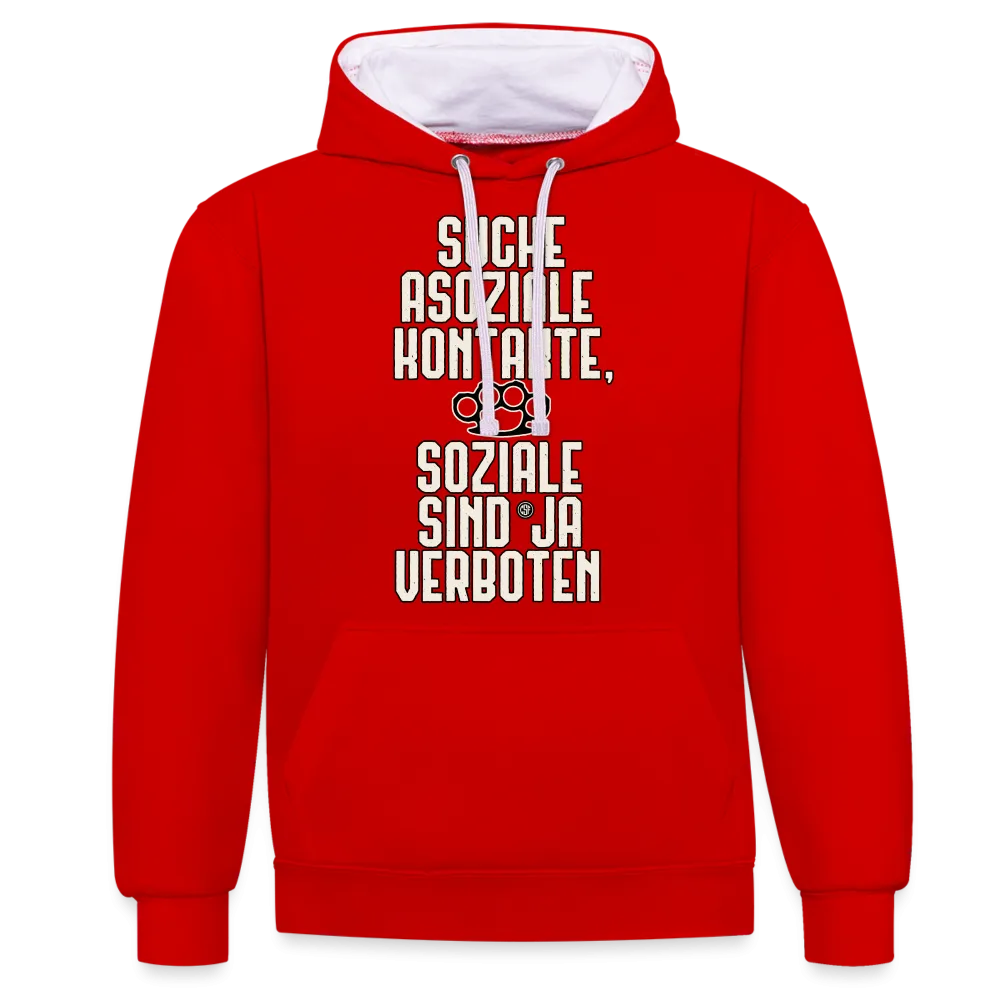 Suche asoziale Kontakte soziale sind ja verboten - Kontrast-Hoodie