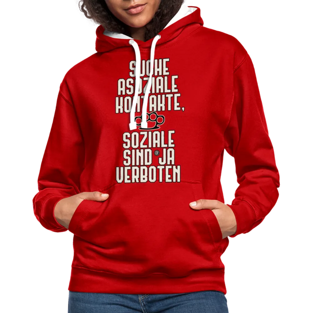 Suche asoziale Kontakte soziale sind ja verboten - Kontrast-Hoodie