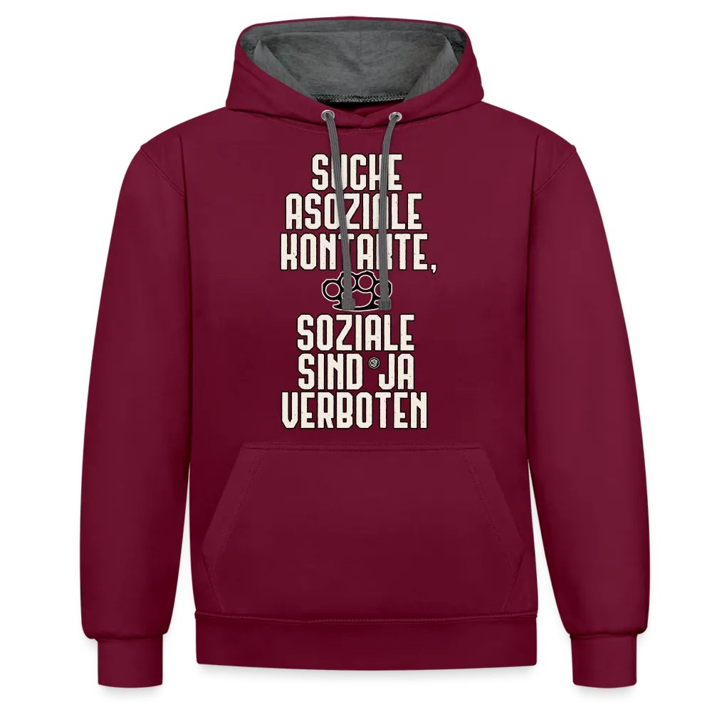 Suche asoziale Kontakte soziale sind ja verboten - Kontrast-Hoodie