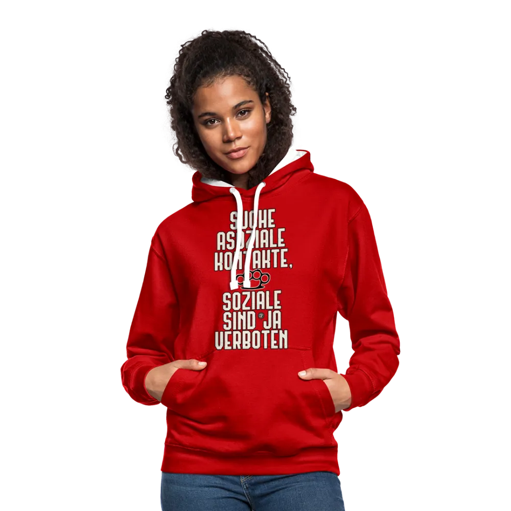 Suche asoziale Kontakte soziale sind ja verboten - Kontrast-Hoodie