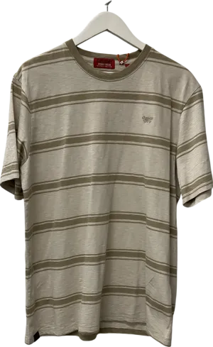Superdry Beige Relaxed Fit Stripe T-shirt UK L