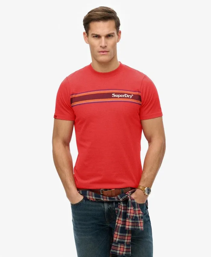 Superdry Venue Logo Stripe Relaxed T-Shirt - Ferra Red Marl