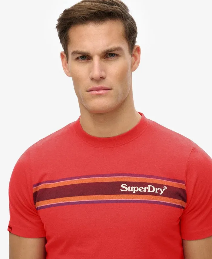 Superdry Venue Logo Stripe Relaxed T-Shirt - Ferra Red Marl