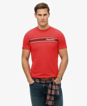 Superdry Venue Logo Stripe Relaxed T-Shirt - Ferra Red Marl