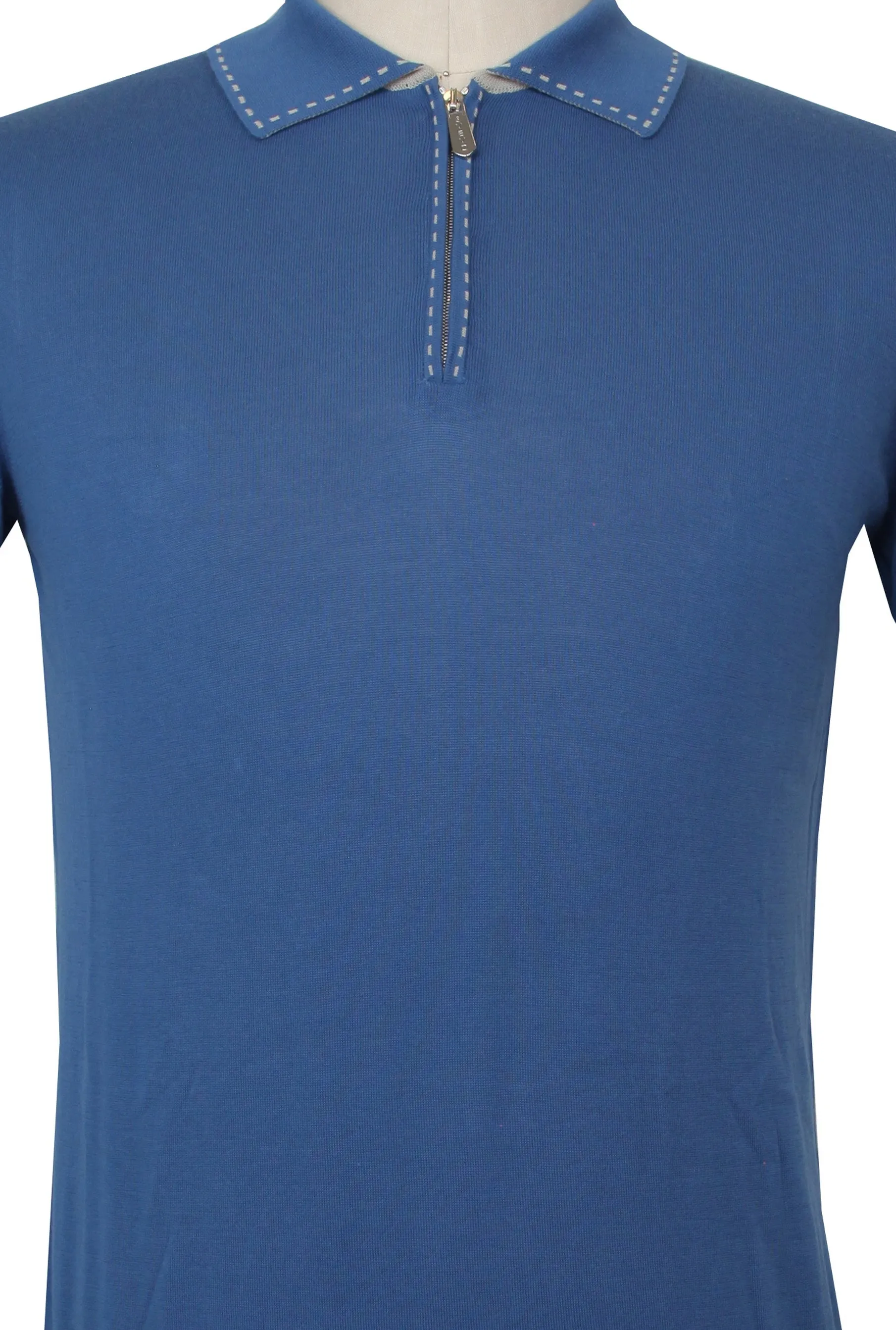 Svevo Parma Blue 1/4 Zip Polo Sweater