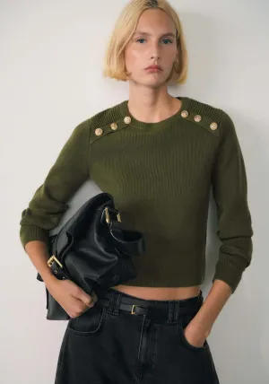 Sweater with jewel buttons - Beige/khaki