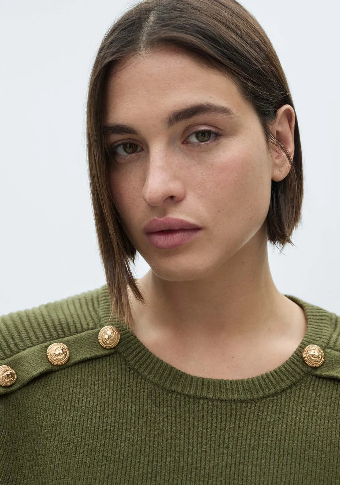 Sweater with jewel buttons - Beige/khaki